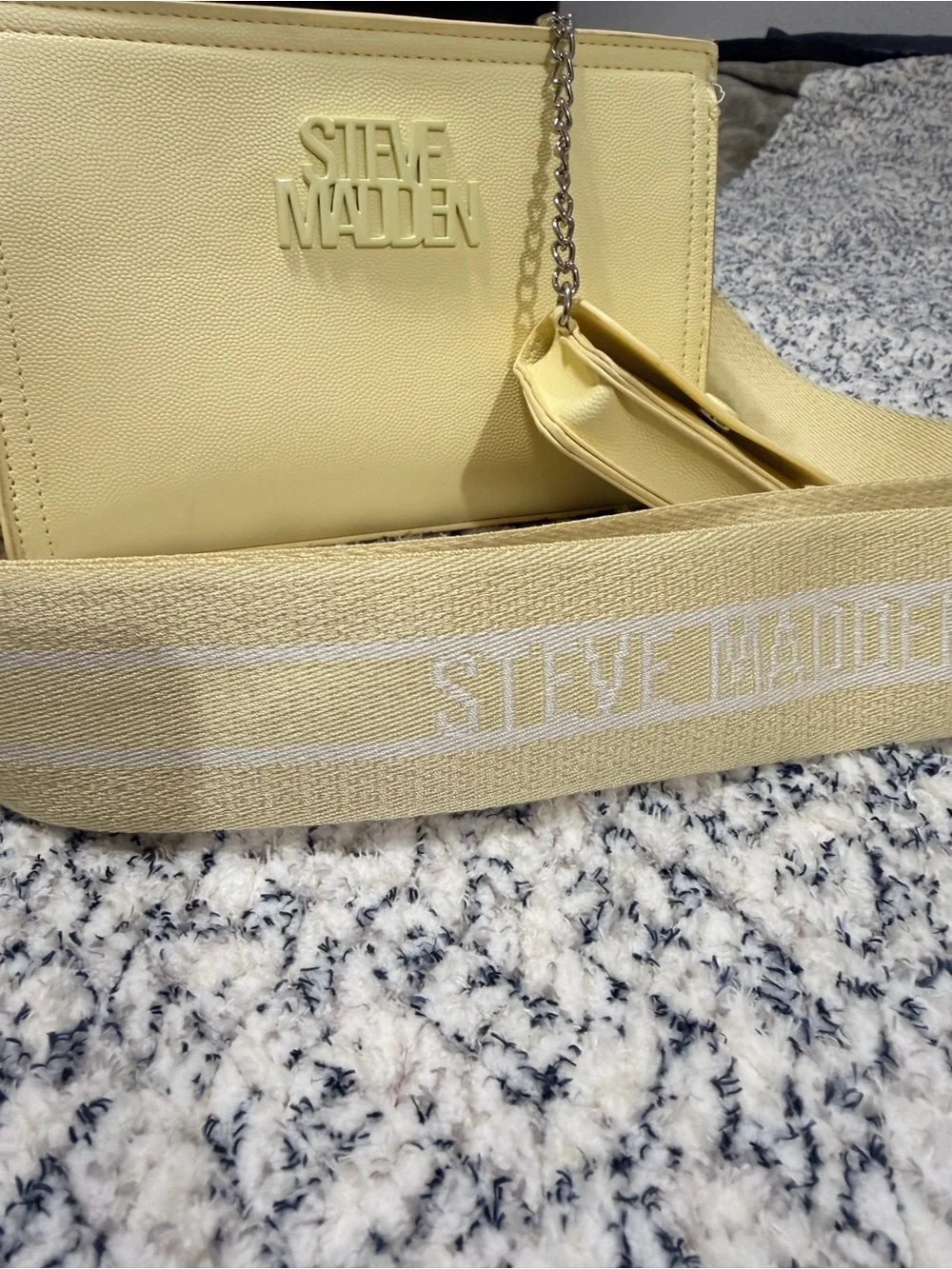 Steve Madden Pale Yellow Crossbody with Wide Strap and Coin Pouch